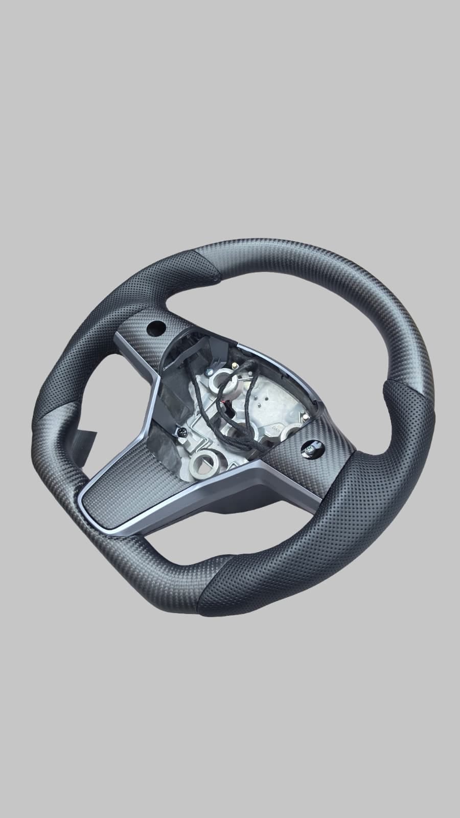 Volan Carbon Mat - Piele Perforata - Model Y 2021-2025 - Cu incalzire 2